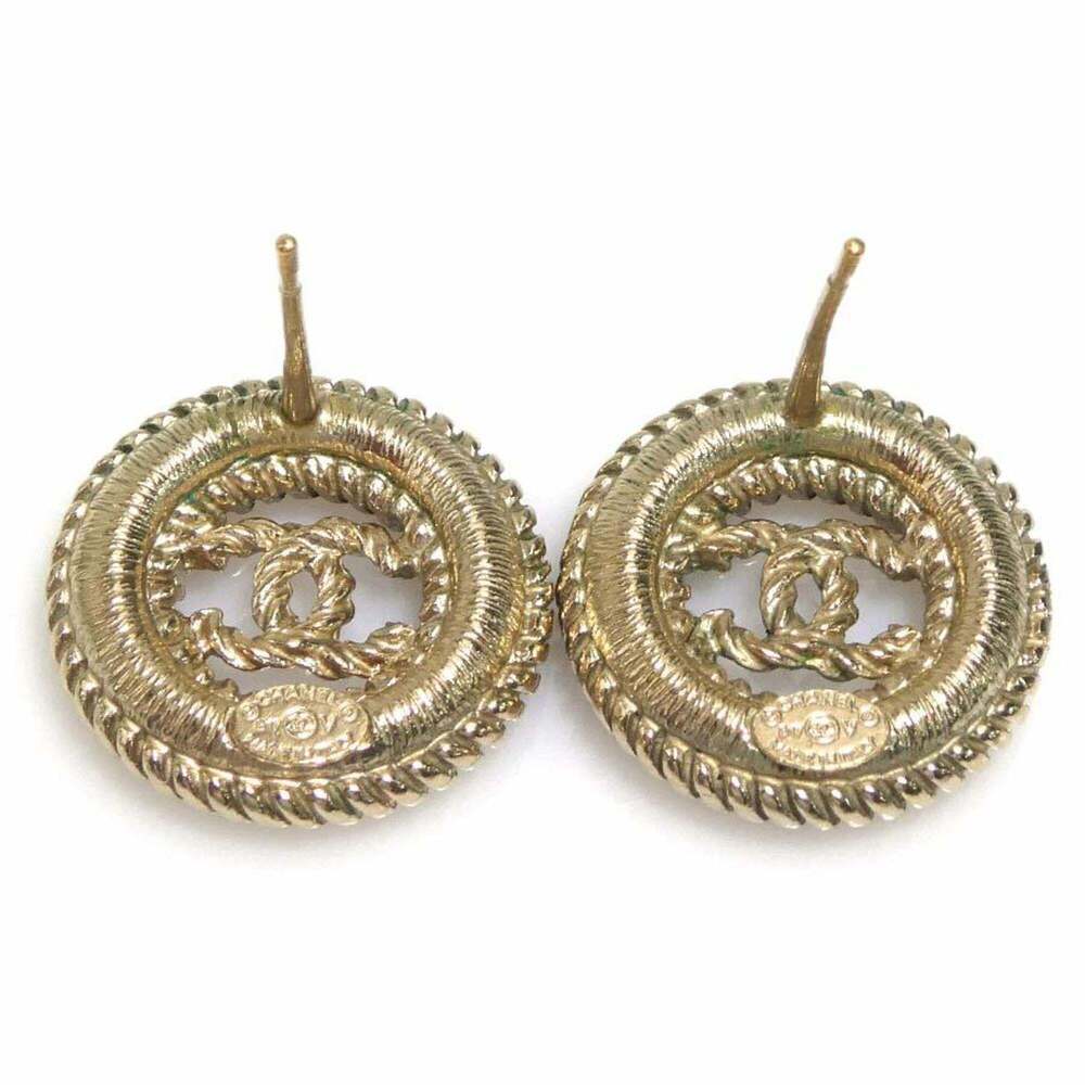 CHANEL Authentic Gold Logo Earrings - Picture 7 of 8